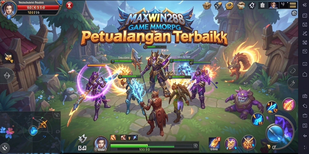 Tangkapan layar gameplay MAXWIN288 yang menampilkan pertarungan seru di dunia MMORPG.