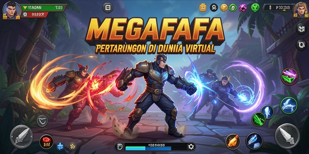 Tampilan gameplay seru dalam MEGAFAFA dengan karakter bertarung yang menegangkan.
