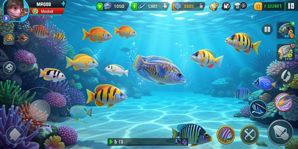 Gameplay seru menembak berbagai ikan di lautan.