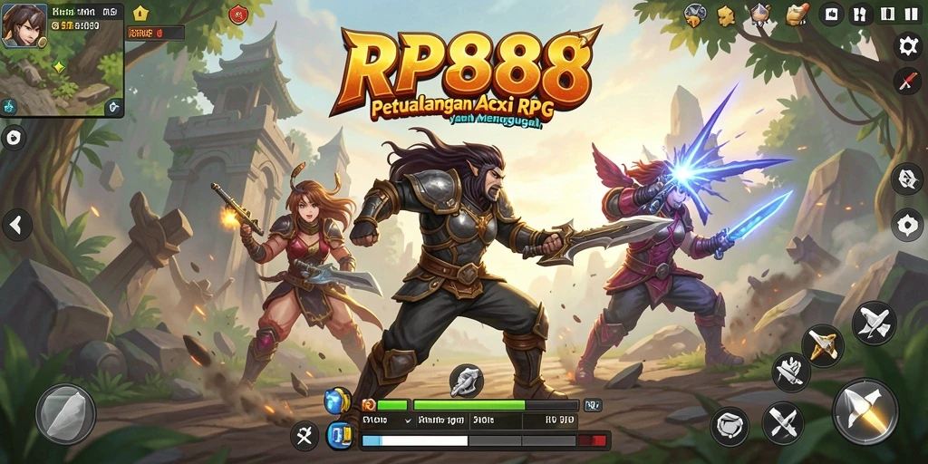 Menampilkan aksi seru dalam gameplay RP888 ARPG.