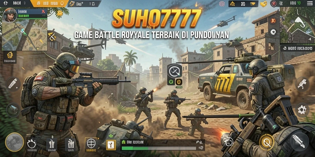 Tampilan dinamis gameplay <strong>Suhu777</strong> dalam pertarungan Battle Royale.
